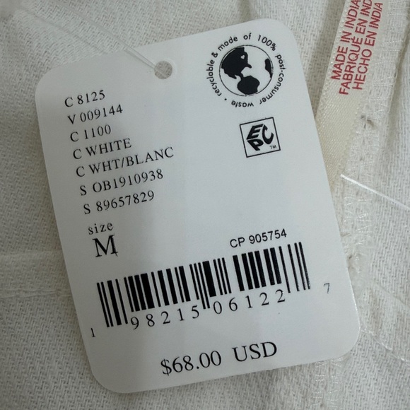 Free People White  High Rise Shorts Drawstring Oversized fit size Medium.NWT - Picture 6 of 8